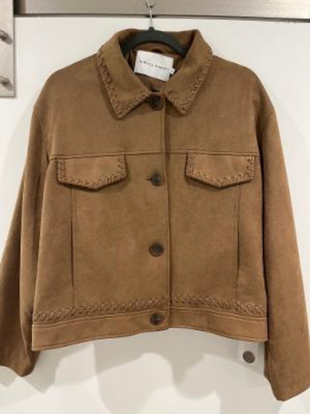 NWT Rebecca Minkoff Faux Suede Whipstitch Trucker Jacket
